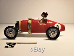 Beauchamp Limoges Box Vintage Race Car With Checkered Flag