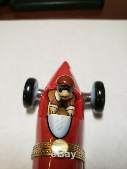Beauchamp Limoges Box Vintage Race Car With Checkered Flag