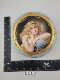 Beautiful Antique Limoges Dresser Box W. G. & Co France Portrait of Girl C 1890's