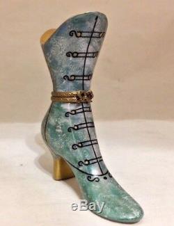 Beautiful Limoges France Trinket Box Victorian Ladies Shoe Boot