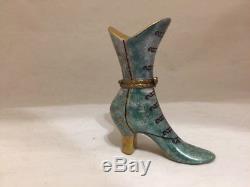 Beautiful Limoges France Trinket Box Victorian Ladies Shoe Boot