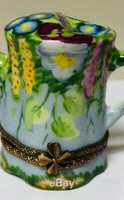 Beautiful Limoges France Watering Can Trinket Box