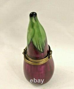 Beautiful Vintage Limoges Eggplant Peint Mein Trinket Box