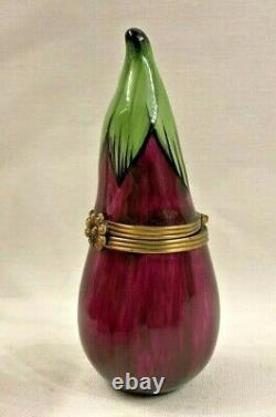 Beautiful Vintage Limoges Eggplant Peint Mein Trinket Box