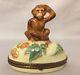Beautiful Vintage Limoges France Animal Theme Monkey Large Trinket Box