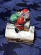 Beautiful Vintage Limoges France Trinket Box Santa On A Rooftop Christmas
