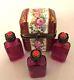 Beautiful Vintage Limoges France Trinket Box With 3 Perfume Bottles