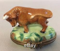 Beautiful Vintage Limoges France Trinket Box with a Bull