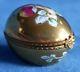 Beautiful! Vintage Peint Main Limoges France Lucky Peach Gold Egg Trinket Box