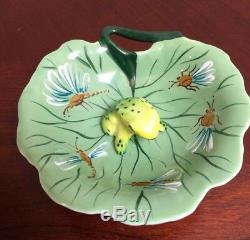 Beautiful Vintage Rochard Limoges France Frog on Lily Pad Peint Mein Trinket Box