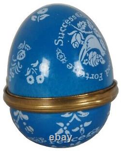 Bilston & Battersea Enamels Halcyon Days Trinket Box Blue Egg Limoge Keepsake