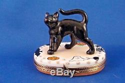 Black Cat Halloween Motif authentic French LIMOGES box