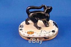 Black Cat Halloween Motif authentic French LIMOGES box