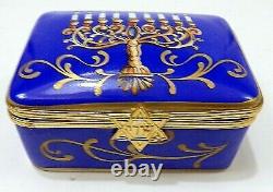 Bloomingdales Limoges Trinket Box Menorah Judaica Jewish Hanukkah Celebration