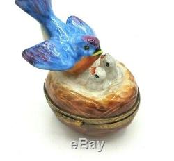 Blue Bird with Chicks Limoges box RETIRED
