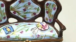 Blue Floral Settee / Couch Limoges Box (RETIRED)
