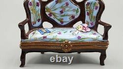 Blue Floral Settee / Couch Limoges Box (RETIRED)