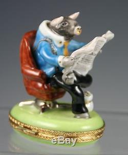 Bull Wall Street Trinket Box from Limoges Franc Peint Main