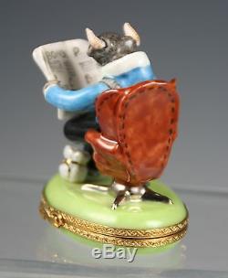 Bull Wall Street Trinket Box from Limoges Franc Peint Main