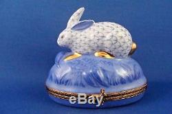 Bunny Rabbit Fishnet Pattern authentic French LIMOGES box