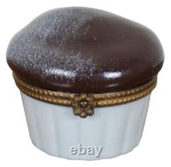 CHOCOLATE CUPCAKE? LIMOGES, FRANCE? Peint Main, hand painted trinket box