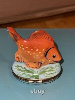 CORAL REEF Tropical FISH Limoges Trinket Box Perry Vieille