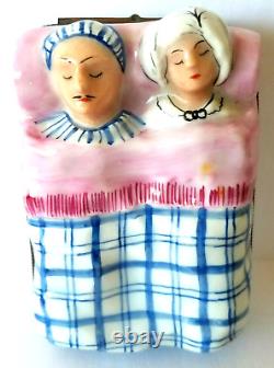 COUPLE SLEEPING IN BED? LIMOGES, FRANCE? Peint Main, hand painted trinket box