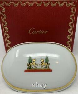Cartier Limoges Trinket Tray Box Two Dalmatians Gold Trim La Maison de Cartier