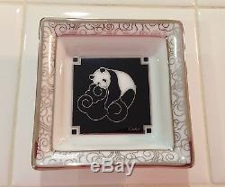 Cartier Porcelain Two Panda Trays Rare France Limoges Set New in Box Authentic