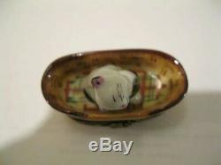 Cat In Basket Signed Hand Painted Limoges Box