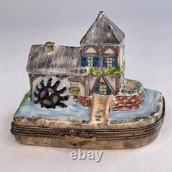 Chamart Country House with Watermill Limoges Porcelain Trinket Box