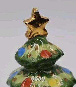 Chamart Limoges Christmas Tree Trinket Box EXCELLENT Peint Main Gold Star