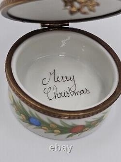 Chamart Limoges Christmas Tree Trinket Box EXCELLENT Peint Main Gold Star