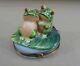 Chamart Limoges France Peint Main Trinket Box 2 Frog Couple On Lily Pad