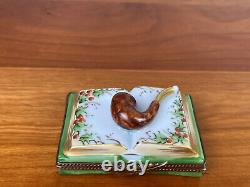 Chamart Limoges T'WAS THE NIGHT BEFORE CHRISTMAS Pipe On Book Trinket Box