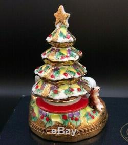 Chamart Peint á la main Limoges France Christmas Tree Trinket Box Holiday