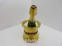 Champagne Bottle In Gold Ice Bucket Trinket Box Peint Main Limoges France 3 1