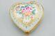 Champs Elysees France Porcelain Trinket Box Rose Flower Blue Gold Heart, Large