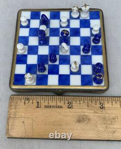 Checkmate Chess Set Limoges France Peint Main Trinket Box