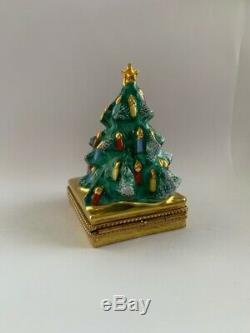 Christmas Tree ww Manger Scene RARE Limoges Trinket Box