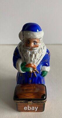 Christopher Radko Peint Main Limoges Trinket Box Toy Chest Santa Mib