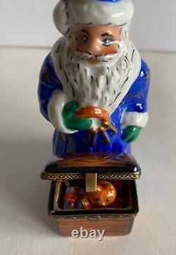 Christopher Radko Peint Main Limoges Trinket Box Toy Chest Santa Mib