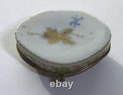 Circa 1900 French Limoges Victorian Lady Patch/Pill/Trinket Box Estate Signed
