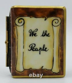 Collectible Limoges WE THE PEOPLE Porcelain Trinket Box Book Peint Main France