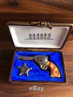 Collectible Vintage Lot 5 Limoges Box Peint Main (Colt 45 Gun) (Rochard)