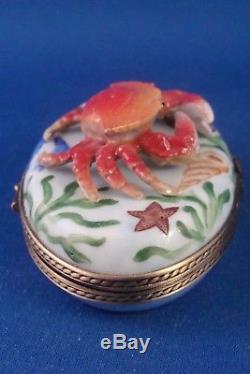 Crab Sealife Border authentic FRENCH LIMOGES box