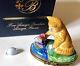 Cute Limoges France Rap Peint Main Cat Kitten Trinket Box With Butterfly Mouse