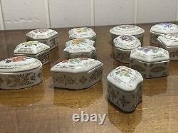 DAR 1981 Limoges Trinket Box Flowers of Colonial America. Complete Set Of 13