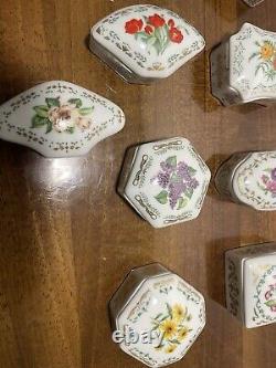 DAR 1981 Limoges Trinket Box Flowers of Colonial America. Complete Set Of 13