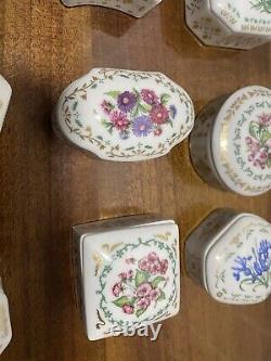 DAR 1981 Limoges Trinket Box Flowers of Colonial America. Complete Set Of 13